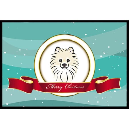 Carolines Treasures Pomeranian Merry Christmas Indoor and Outdoor Mat- 24 x 36 in. BB1517JMAT